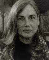Rebecca Pyle in black, ornate scarf